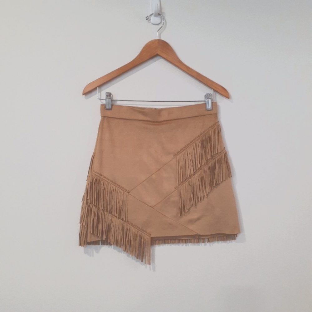 Guess Tan Fringe Mini Skirt